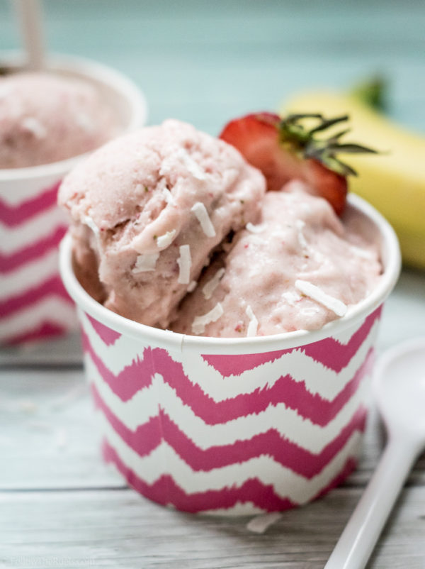 Delicious, healthy ice cream made with just strawberries and bananas!