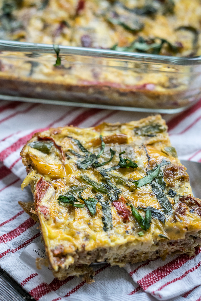 Chicken Sausage and Basil Egg Casserole