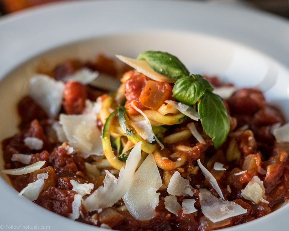 Zoodles and marinara sauce