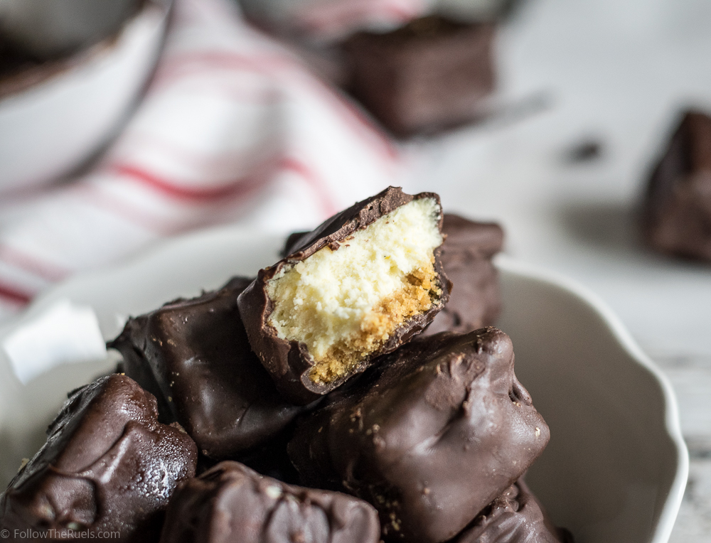 Chocolate Dipped Cheesecake Bites