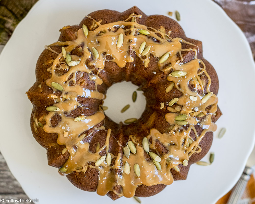 Salted Caramel Pumpkin-Apple Cake