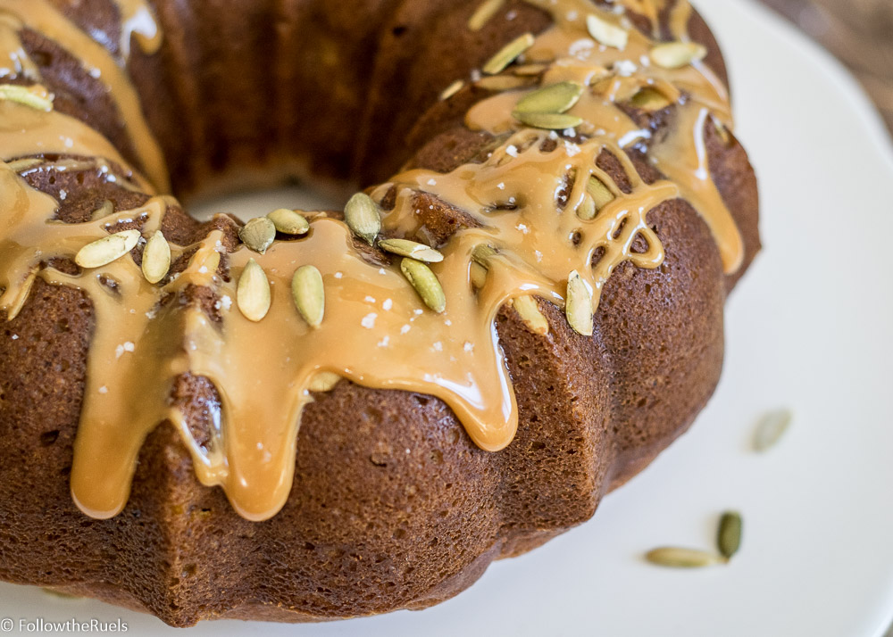 Salted Caramel Pumpkin-Apple Cake