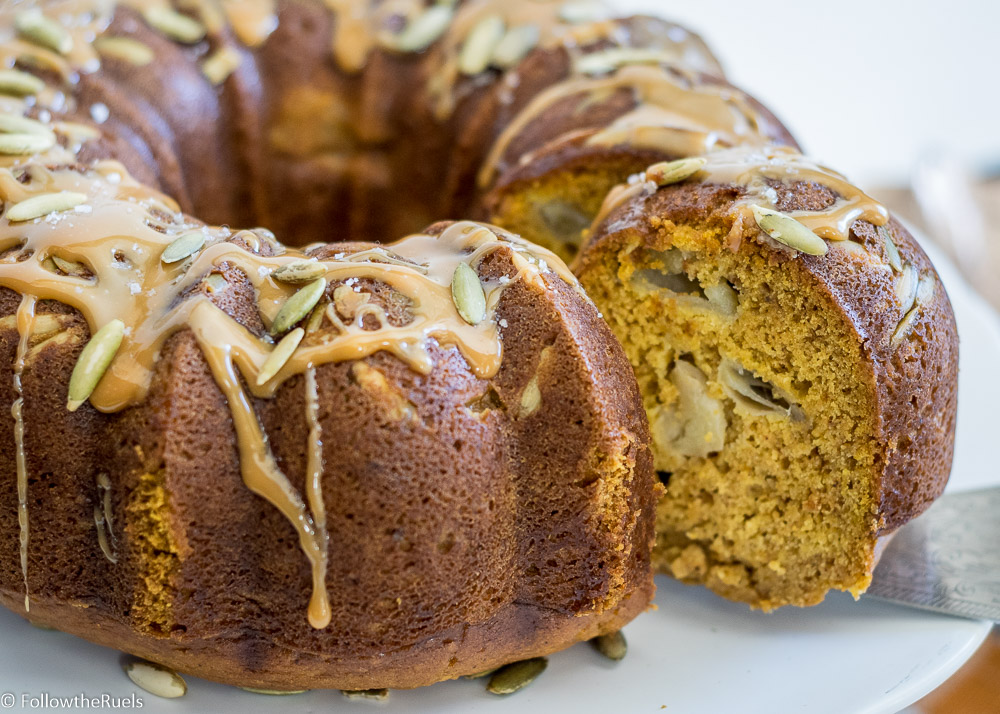 Salted Caramel Pumpkin-Apple Cake