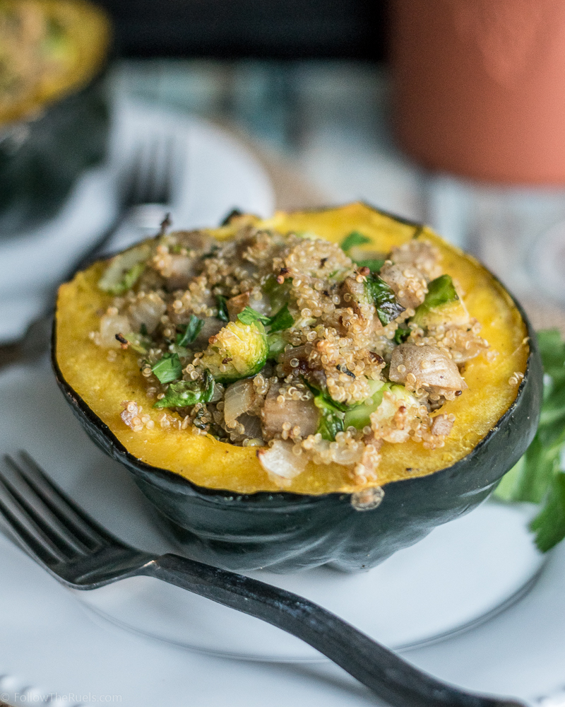 Quinoa and Brussels Sprout Stuffed Acorn Squash