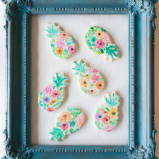 Watercolor Flower Pineapple Cookies